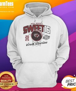 Good South Carolina Gamecocks 2025 March Madness Sweet 16 Women's Basketball hoodie in black with team logo.