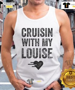 Good Vintage Cruisin With My Louise For Close Friends tank top displayed on a model against a vibrant urban backdrop.