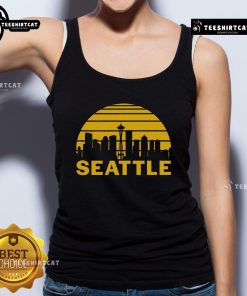 Good vintage Seattle Washington cityscape tank top featuring iconic skyline and artistic design elements.