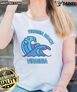 Alt Text: Good Virginia Beach Virginia Pocket Wave Ladies Tee featuring a stylish wave design, perfect for beach lovers.