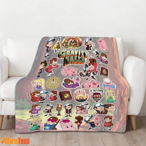 Gravity Falls Dipper Mabel & Waddles Sticker Collage Blanket Fleece Customized Blanket