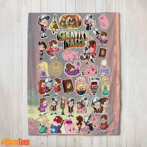 Gravity Falls Dipper Mabel & Waddles Sticker Collage Blanket Fleece Customized Blanket