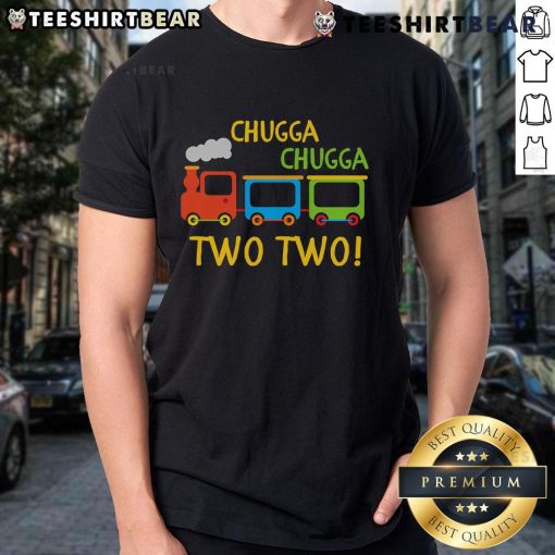 Happy Chugga Chugga Two Two Birthday Train T-Shirt featuring a colorful train design, perfect for birthday celebrations.