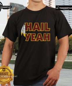 Happy Hail Yeah Feathers Washington Football T-Shirt featuring vibrant colors and team spirit design.