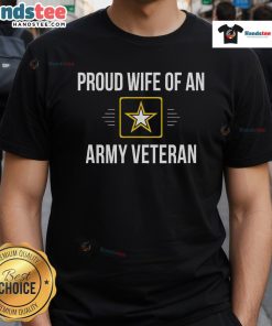 Alt Text: Happy proud wife of an Army veteran wearing a stylish t-shirt, showcasing love and support for military service.