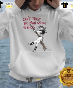 Men's Hot Can't Trust No Man Without No Blicky Hoodie in black, featuring bold graphic design for streetwear fashion.