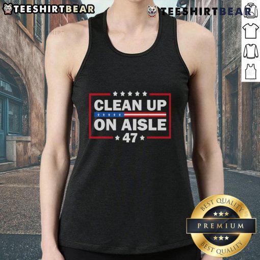 Stylish Hot Clean Up On Aisle 47 tank top displayed on a mannequin in a bright store setting, perfect for casual wear.
