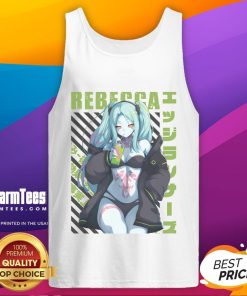 Alt Text: Hot Cyberpunk Edgerunners Rebecca in a stylish tank top, showcasing her iconic look and vibrant colors.