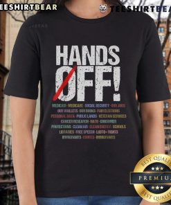 Hot Hands Off Protest Ladies Tee featuring a bold graphic for women's rights activism in stylish, comfortable design.