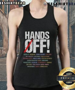Hot Hands Off Protest Tank Top featuring bold graphics promoting social justice and activism in a stylish design.