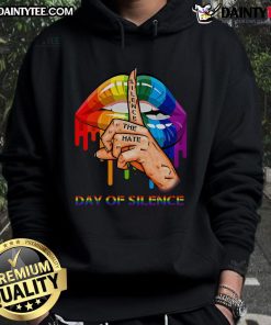 Alt Text: Hot LGBT Silence the Hate Day of Silence hoodie featuring vibrant colors and a bold message for LGBTQ+ awareness.