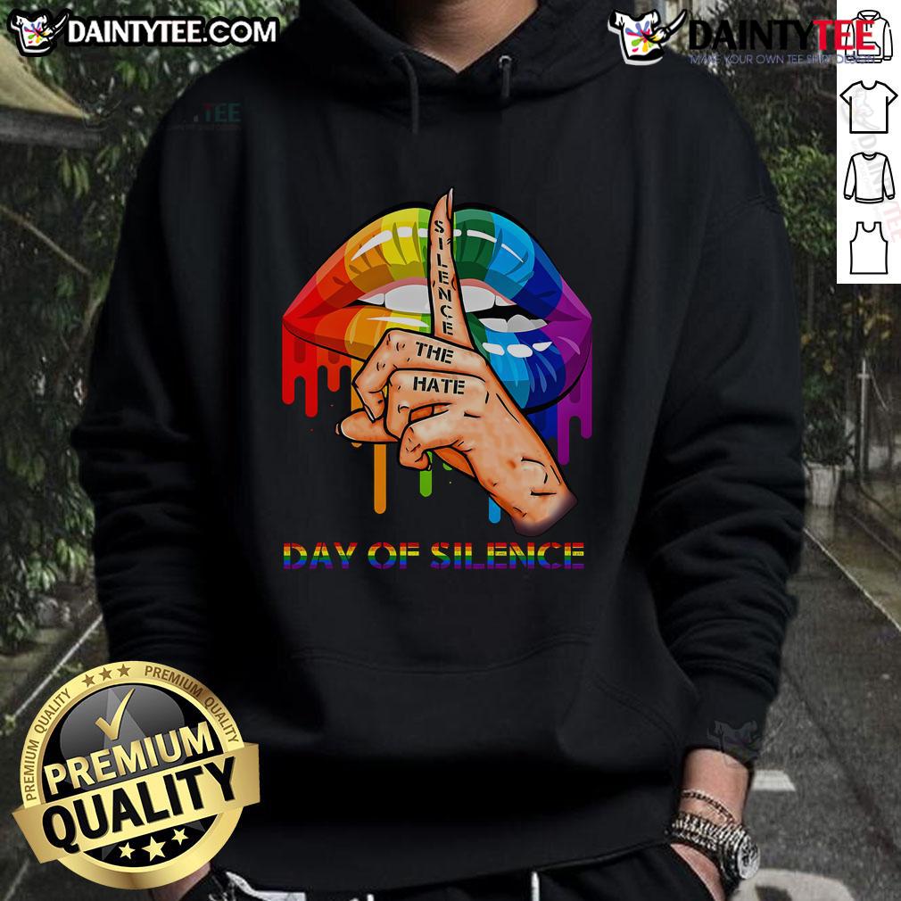 Hot Lgbt Silence The Hate Day Of Silence Hoodie Alt Text: Hot LGBT Silence the Hate Day of Silence hoodie featuring vibrant colors and a bold message for LGBTQ+ awareness.