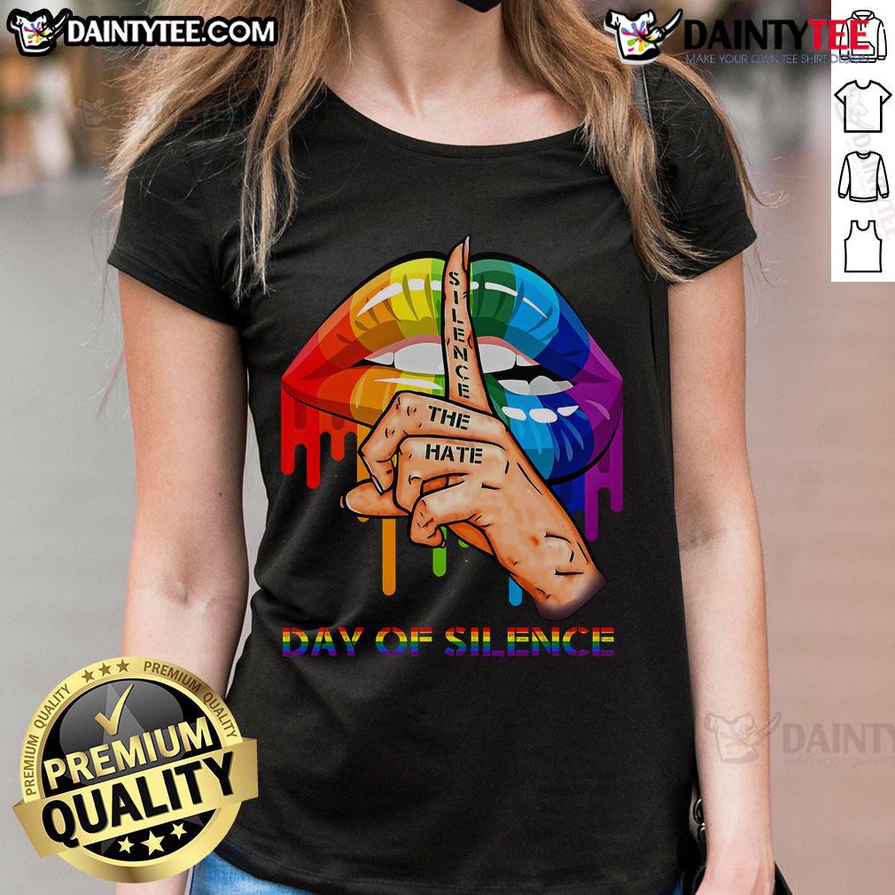 Hot Lgbt Silence The Hate Day Of Silence Ladies Tee Hot LGBT Silence the Hate Day of Silence Ladies Tee showcasing vibrant colors and a powerful message of inclusivity.