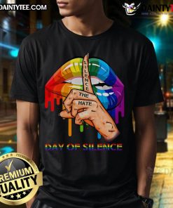 Hot LGBT Silence The Hate Day Of Silence T-Shirt featuring bold graphics promoting anti-bullying and LGBTQ+ awareness.