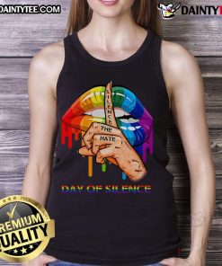Hot LGBT Silence the Hate Day of Silence tank top featuring bold graphics promoting LGBTQ+ awareness and support.