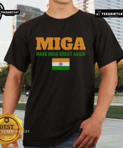 Hot Miga Make India Great Again T-Shirt featuring bold lettering and vibrant colors, perfect for casual wear and activism.