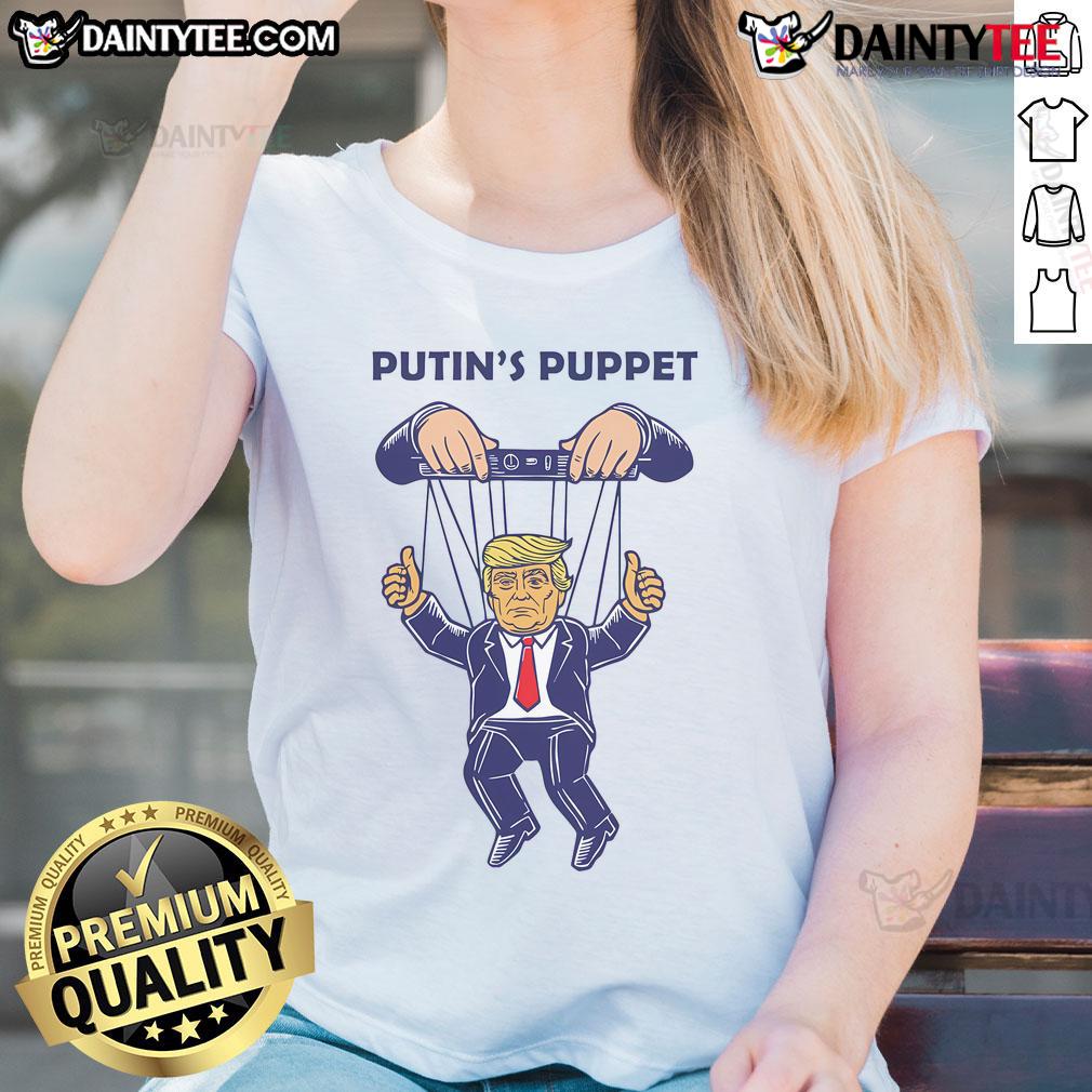 Hot Putins Puppet Trump Is A Russian Asset Ladies Tee Alt Text: Hot Putins Puppet Trump is a Russian asset ladies tee featuring bold graphic design and a stylish fit.