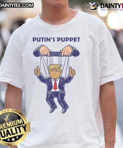 Hot Putin's Puppet Trump is a Russian Asset T-Shirt design featuring bold text and a striking graphic for political satire.
