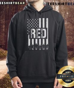 Hot R.E.D. Remember Everyone Deployed Red Friday Flag Hoodie showcasing patriotism and support for deployed military personnel.