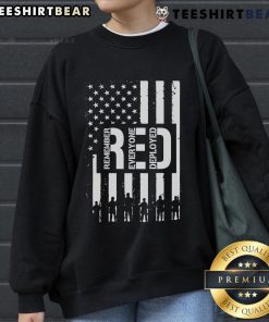 Alt Text: Hot R.E.D. Remember Everyone Deployed Red Friday Flag Sweatshirt, featuring a vibrant red design supporting military personnel.