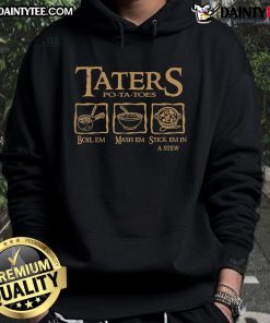 Hot Taters Po-Ta-Toes hoodie featuring a fun potato-themed design, perfect for food lovers and cozy comfort.