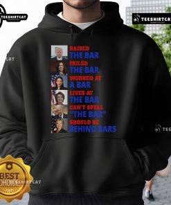 Hot Trump Raised The Bar hoodie design featuring bold text highlighting Harris's failure, perfect for political apparel.