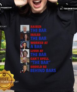 Hot Trump Raised The Bar Harris Failed The Bar Sweatshirt featuring bold text on a stylish black background.