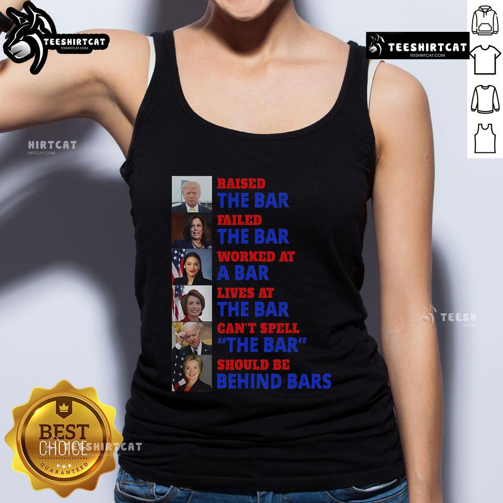 Hot Trump Raised The Bar Harris Failed The Bar Tank Top Hot Trump Raised The Bar tank top featuring bold text, perfect for showcasing political humor and style.