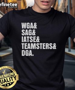 Hot WGA SAG IATSE Teamsters DGA Anti-AI Chatbot T-Shirt featuring bold graphics promoting labor rights and creativity.