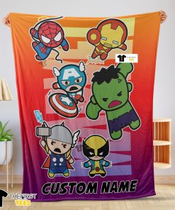 Marvel Super Hero Avengers Skull Friends Birthday Cute Blanket Fleece Customized Blanket