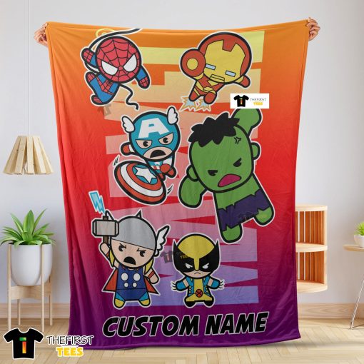 Marvel Super Hero Avengers Skull Friends Birthday Cute Blanket Fleece Customized Blanket