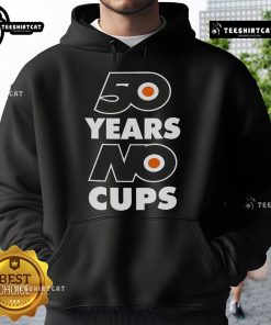 Nice 50 Years No Cups Oilers 2025 Hoodie featuring bold graphics, perfect for fans celebrating Edmonton Oilers' history.