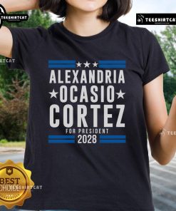 Nice Alexandria Ocasio-Cortez for President 2028 Ladies Tee featuring AOC design for supporters and activists.