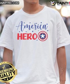 Nice America Hero T-Shirt featuring a patriotic design with vibrant colors and a bold American flag graphic.