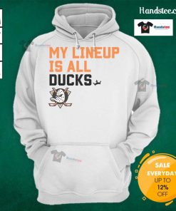 Stylish Anaheim Ducks hoodie featuring 'My Lineup' design, perfect for fans and game day attire.
