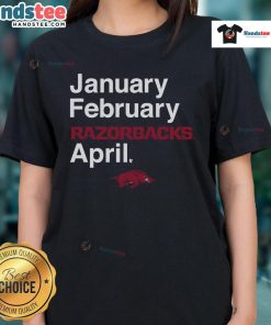 Nice Arkansas Basketball Razorbacks ladies tee in vibrant colors for January-February games, perfect for fans.