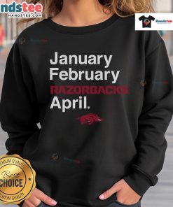Nice Arkansas Basketball sweatshirt featuring Razorbacks logo, perfect for January-February games and April fans.