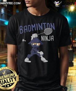 Nice Badminton Ninja Shuttlecock T-Shirt featuring a playful ninja graphic perfect for badminton enthusiasts.