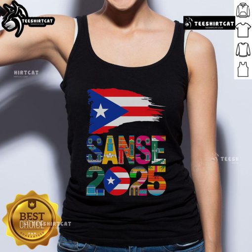 Nice Balcones de Cora Sanse 2025 tank top showcasing vibrant San Juan Festival San Sebastian designs.