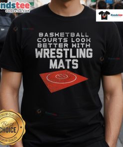 Nice basketball courts featuring wrestling mats design on a stylish t-shirt, perfect for sports enthusiasts and athletes.