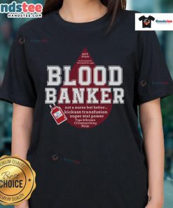Lab scientist in a medical lab wearing a Nice Blood Bank tee, celebrating Lab Week with a smile.