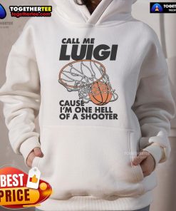 Stylish Nice Call Me Luigi hoodie featuring a fun graphic, perfect for gamers and shooting game enthusiasts.