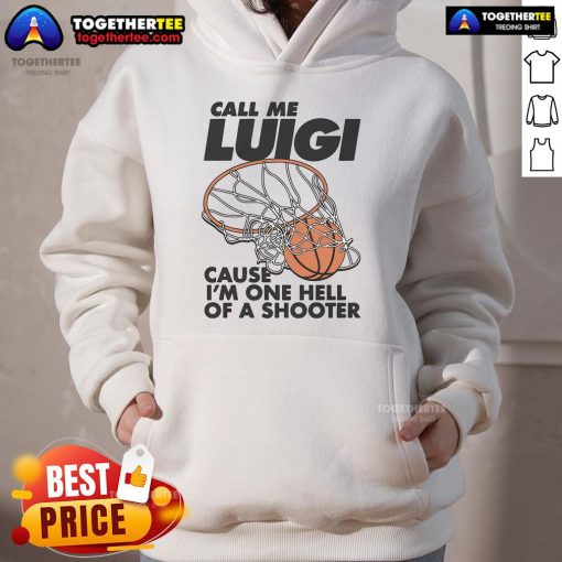 Stylish Nice Call Me Luigi hoodie featuring a fun graphic, perfect for gamers and shooting game enthusiasts.