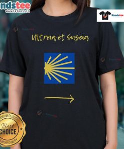 Stylish Nice Camino de Santiago ladies tee featuring a vibrant design perfect for pilgrims and fans of the iconic trail.