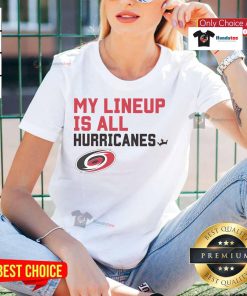 Nice Carolina Hurricanes My Lineup Ladies Tee featuring team colors and logo, perfect for female fans of the NHL.