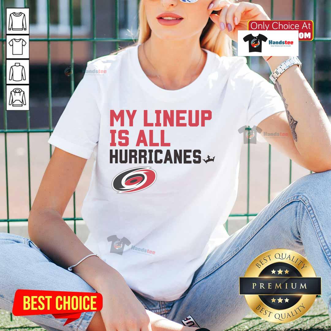 Nice Carolina Hurricanes My Lineup Ladies Tee Nice Carolina Hurricanes My Lineup Ladies Tee featuring team colors and logo, perfect for female fans of the NHL.