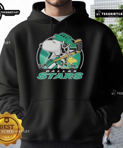 Nice Charlie Brown and Woodstock Dallas Stars hoodie from The Peanuts x NHL collection, perfect for fans and cozy wear.
