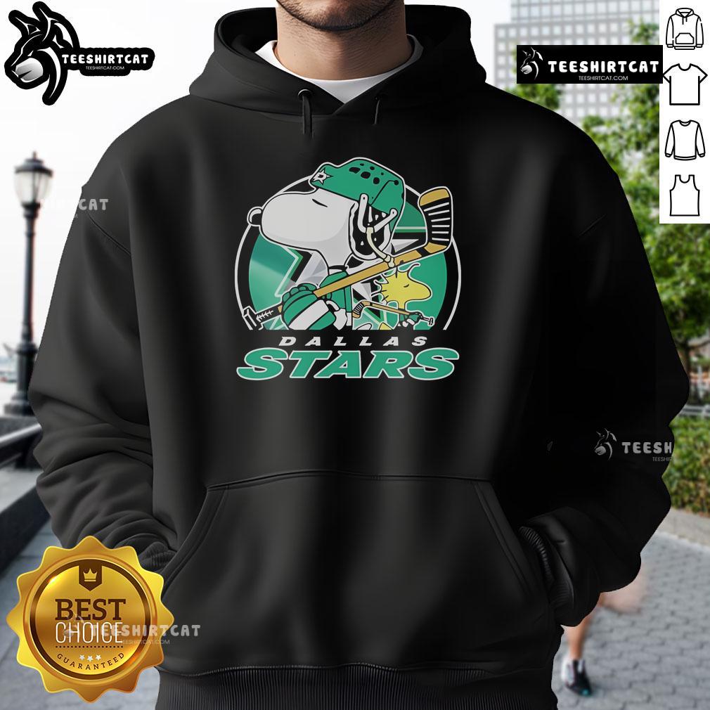 Nice Charlie Brown And Woodstock Dallas Stars The Peanuts X Nhl Hoodie Nice Charlie Brown and Woodstock Dallas Stars hoodie from The Peanuts x NHL collection, perfect for fans and cozy wear.