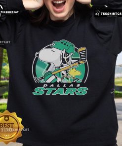 Nice Charlie Brown and Woodstock Dallas Stars sweatshirt from The Peanuts x NHL collection, perfect for fans and cozy wear.