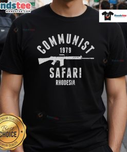 Vintage 1979 Rhodesia Light Infantry T-Shirt featuring a 'Nice Communist Safari' design, perfect for collectors.